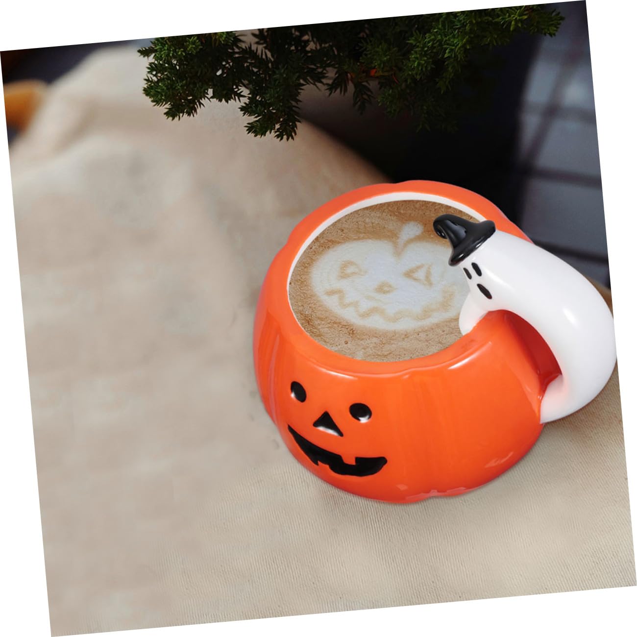 2 Tazas de Cerámica Forma de Calabaza, Tazas Prácticas para Halloween y Fiestas Decorativas