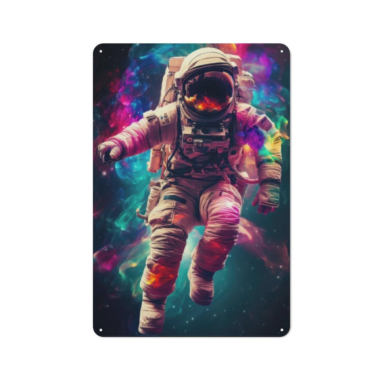 Junmoney Colorful Astronaut Tin Wall Plaque 30X20cm With For Bar Or Restaurant, Autumn Wall Decor For Hospitality Decor Collectors