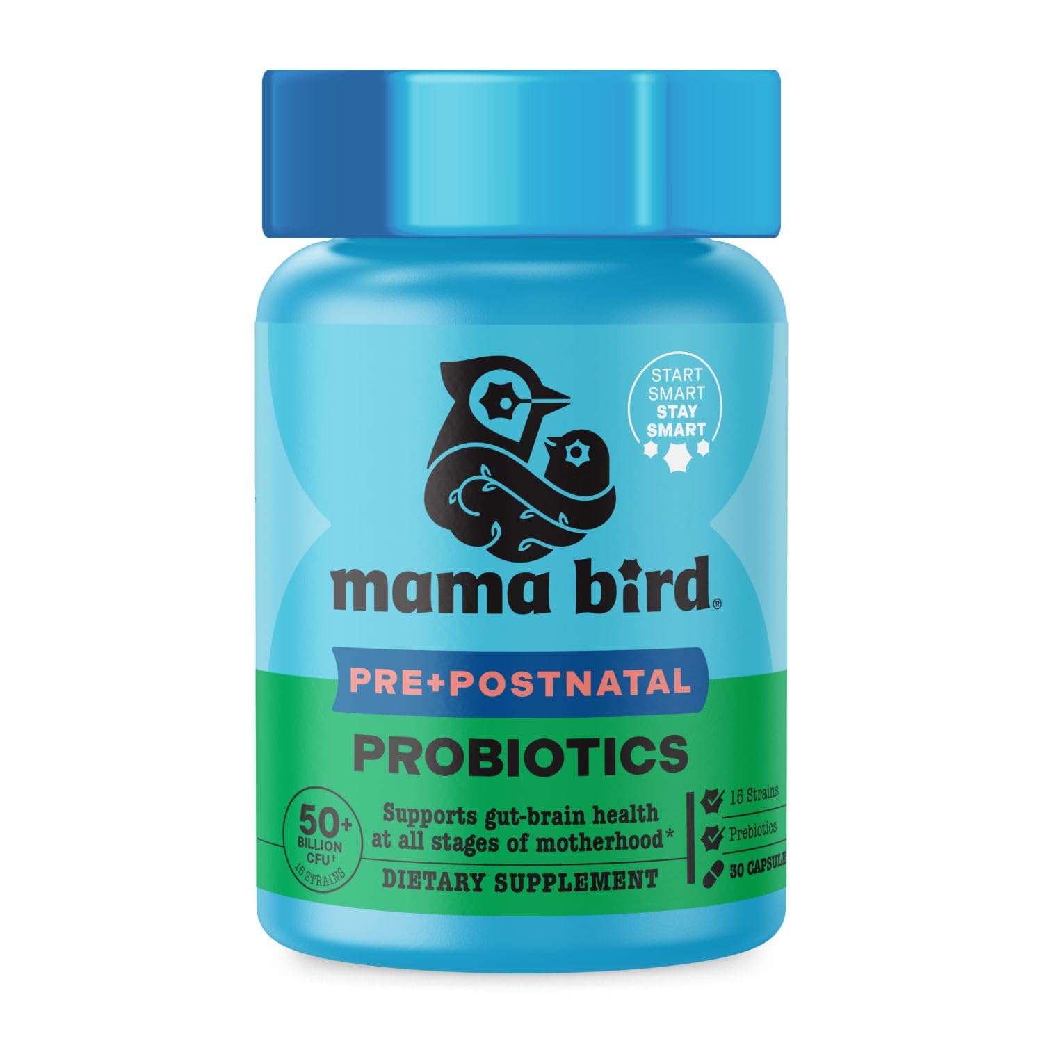 Best Nest Wellness Mama Bird Probiotics - Digestive Health Supplement Aids Gut - Brain Support - 50 Billion CFU Multi-Probiotic Supplement for Women - Supports Healthy Gut Biome - 30 Capsules