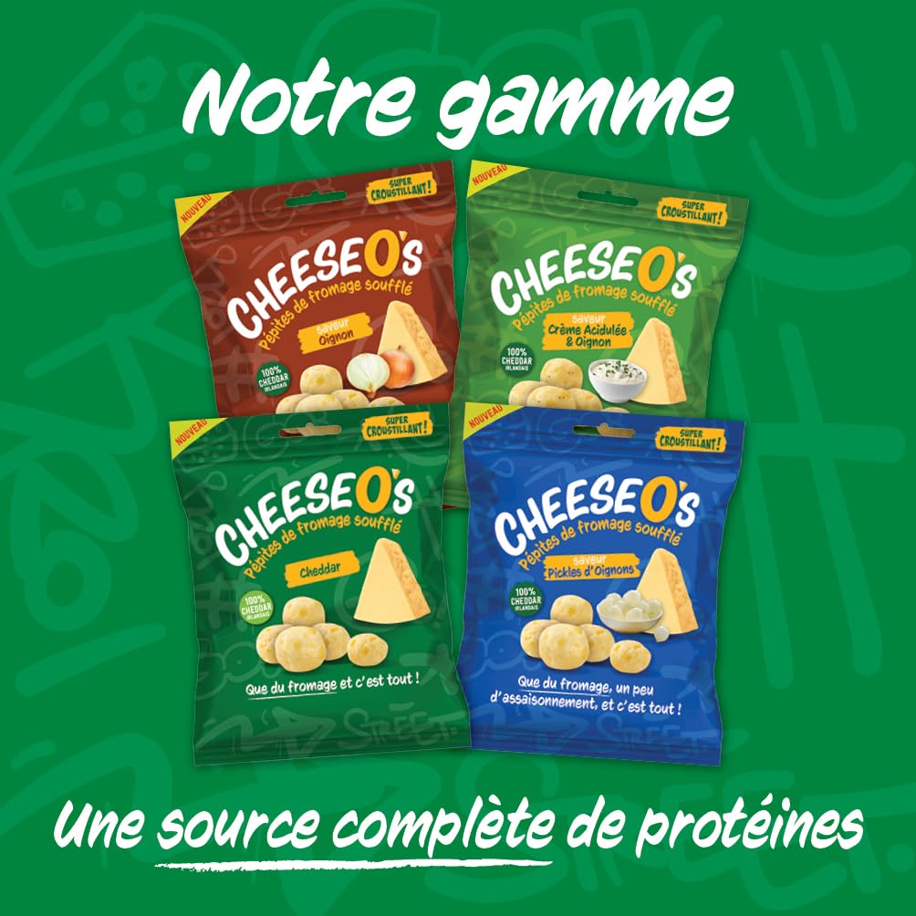Cheese O’s Pépites de fromage soufflé | Assortiment Multi Variété 8 sachets de 50g | | Parfait à l'Apéro | Riche en Protéines | Pauvre en Glucides