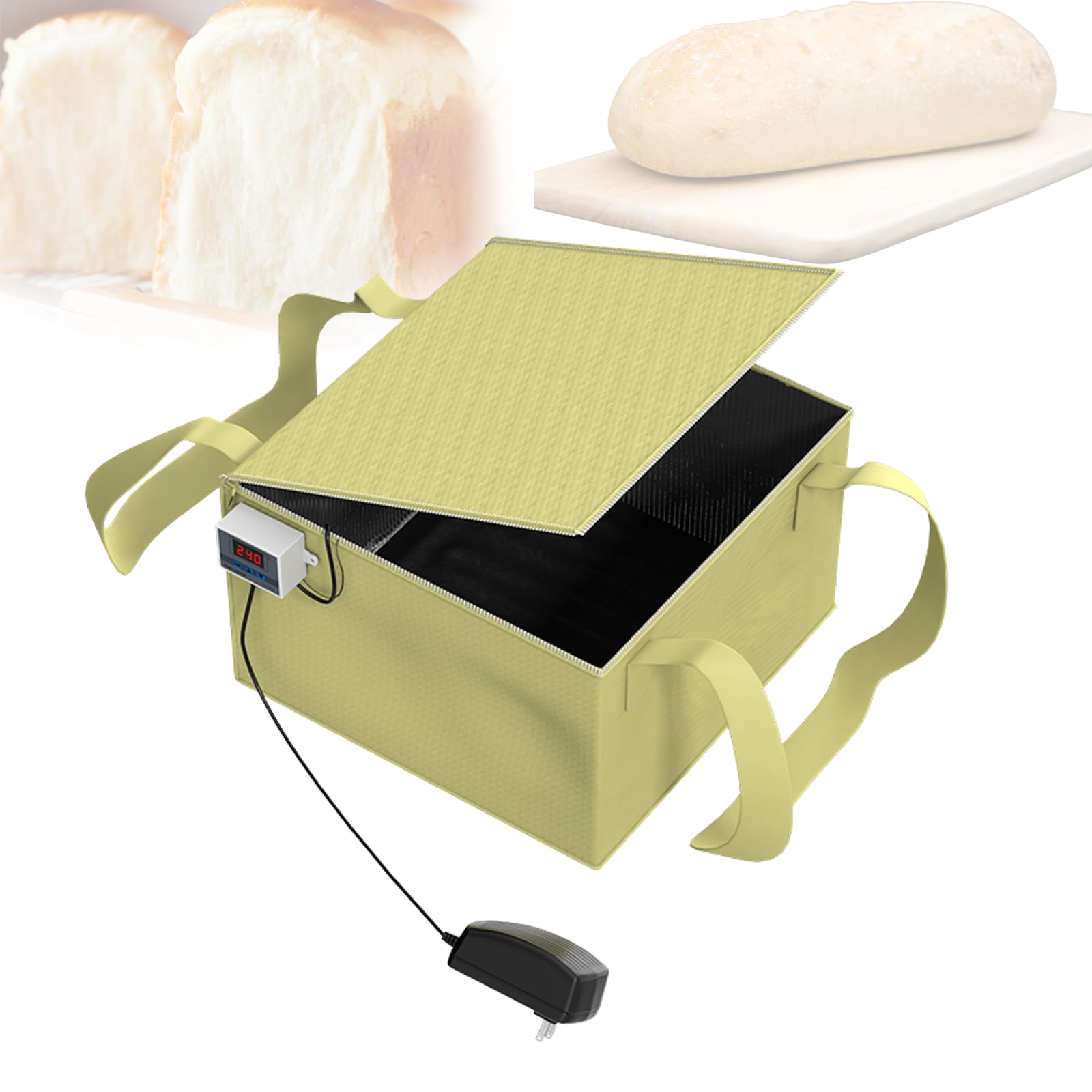 EnweMahi Bread Proofing Box, Foldable Pizza Dough Proofing Box, Bread Proo for Home, Yogurt, Natto, Rice Wine, Handmade Soap, Sourdough Starter Warmer yellow