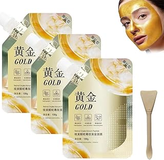 Retinol Snake Venom Gold Mask, Retinol Snake Venom Peptide Gold Mask, Huasurv Snake Venom Peptide Gold Mask, Gold Mask for Anti-Aging Moisturizing Removes Blackheads Oils, Gold Facial Mask with Tools (3PCS)