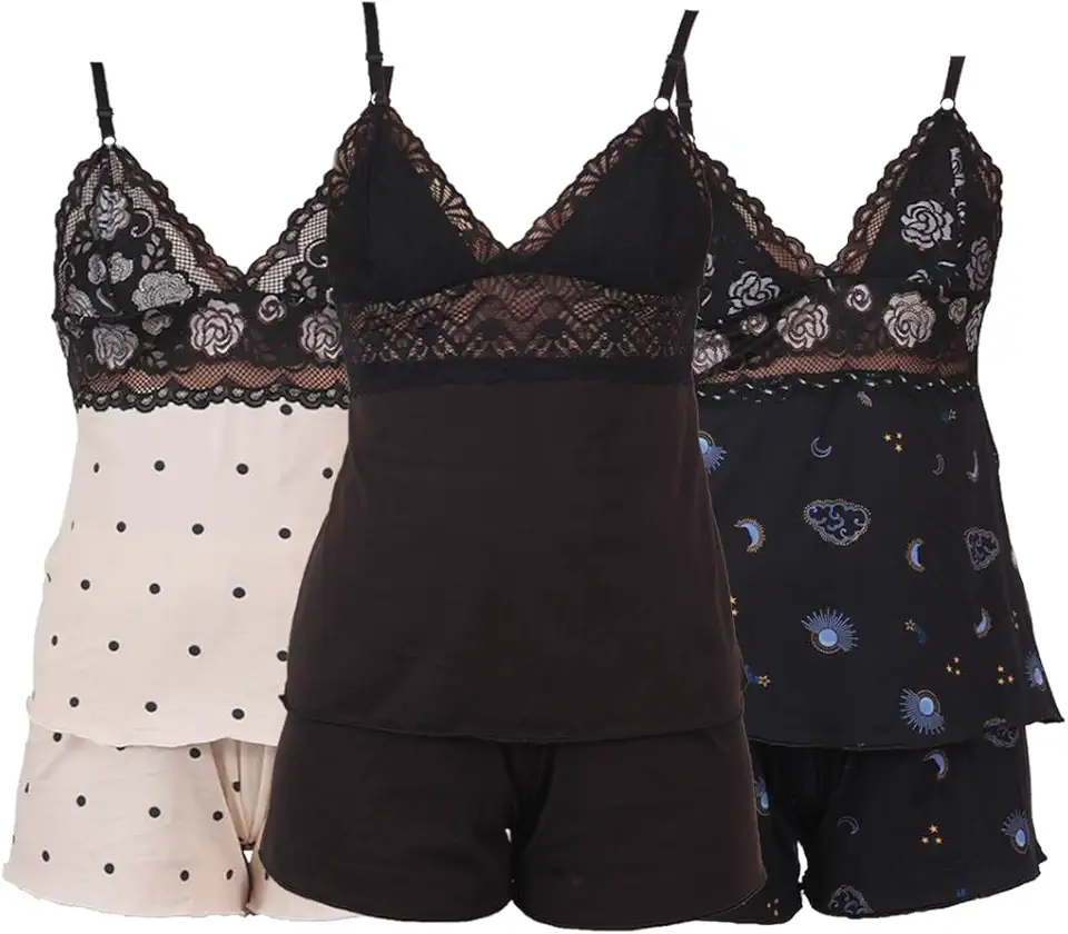 Kit 3 Pijamas Baby Doll Verão Buzios Moda Feminina