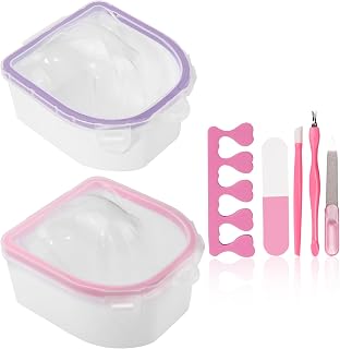 Yokilly Nail Soak Off Bowl,2PCS Nail Soaking Bowl,Acetone Acrylic Remover Kit Nail Bowl,Gel Nail Polish Remover Bowl with 5 PCS Nail Art Tool