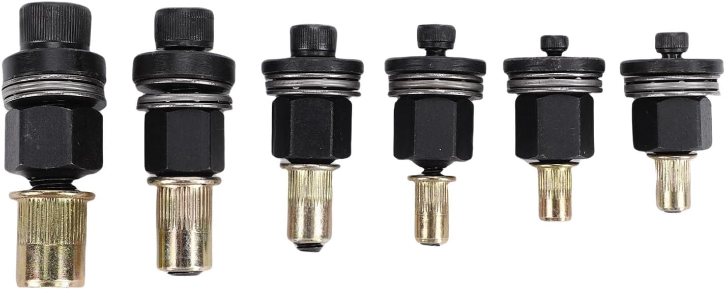 Jectse 6Pcs Hand Rivet Nut Tool Mandrels, Manual Rivnut Tool Mandrel Set Accessories 10 24 to 3 8 16, with Common Sizes for Sheet Metal Pipe Riveting Automotive Furniture Construction