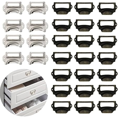 Sourcing Map Etikettenhalter 10 Stück - Metall Rahmen Für Schubladen & Regale | 56x23mm Kupfer