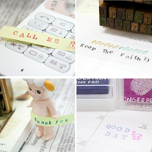 Miniatura 4 de DEAD SKIN Juego de sellos del alfabeto de madera, fuente mayúscula vintage, grano de madera natural, 26 letras y 2 símbolos, mango largo, sello de