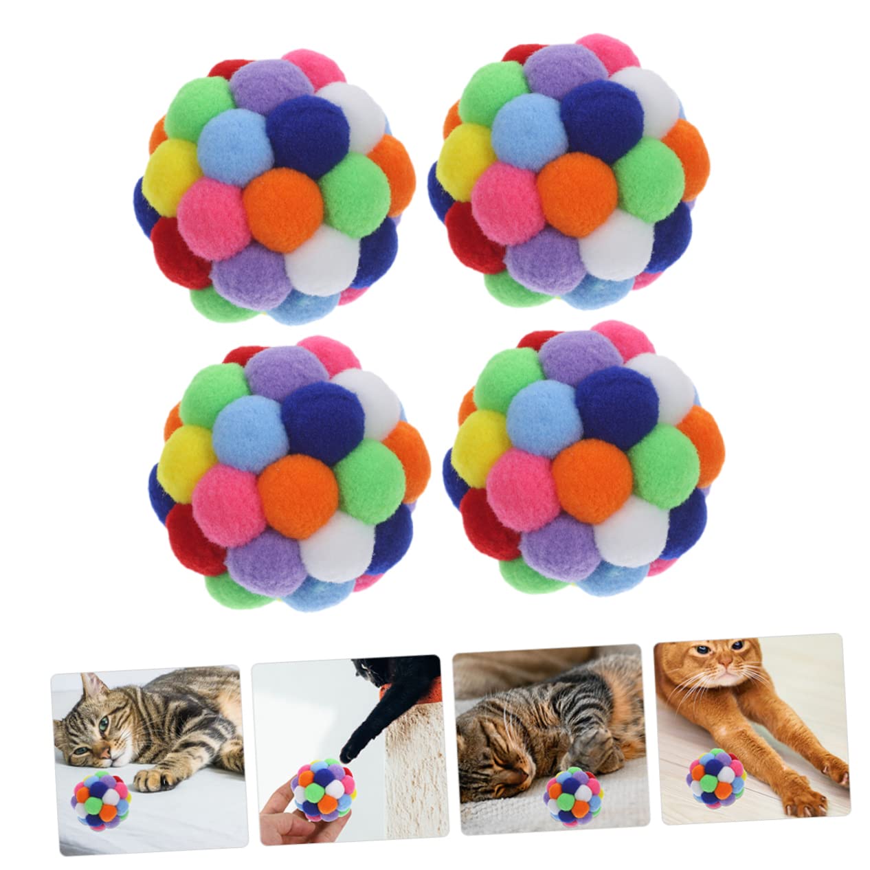 minkissy 4pièces Jouet Chat Interactif Balles pour Chats avec Clochettes Intérieur