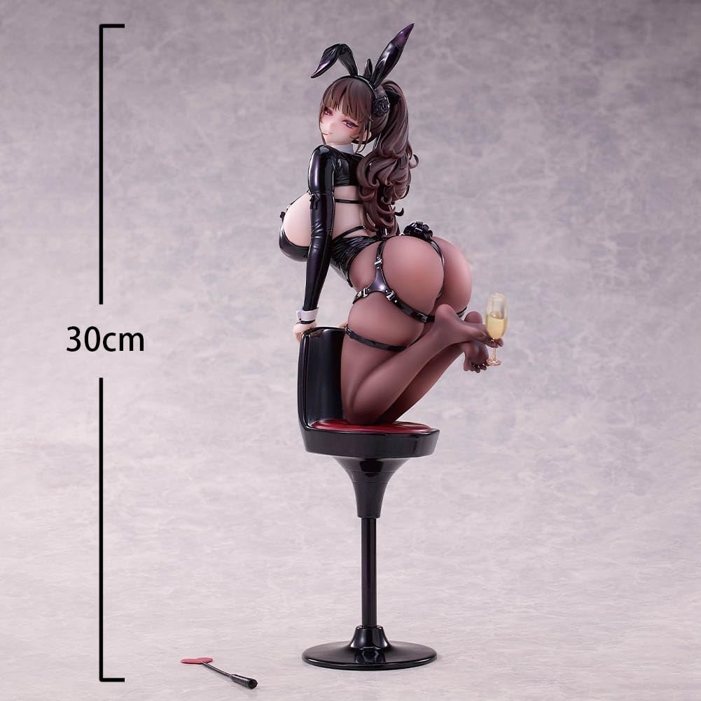 Champagner und Rose Bunny Girl Figur Anime Illustration Figur | Schwarzer Strumpf Ver, originelle Kunstfigur, kniende Pose, Schreibtischdekoration, 30 cm