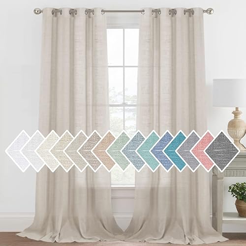 H.VERSAILTEX - Cortinas elegantes de mezcla de lino, protecciĂłn de privacidad, 2 paneles de ventana con ojales plateados para dormitorio o sala de H.VERSAILTEX - Cortinas elegantes de mezcla de lino, protecciĂłn de privacidad, 2 paneles de ventana con ojales plateados para dormitorio o sala de