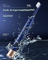 Vista 5 de cepillo de dientes eléctrico sónico impermeable IPX7, carga rápida de 2 horas con recordatorio de tiempo inteligente, 5 modos, 8 cabezales de Azul