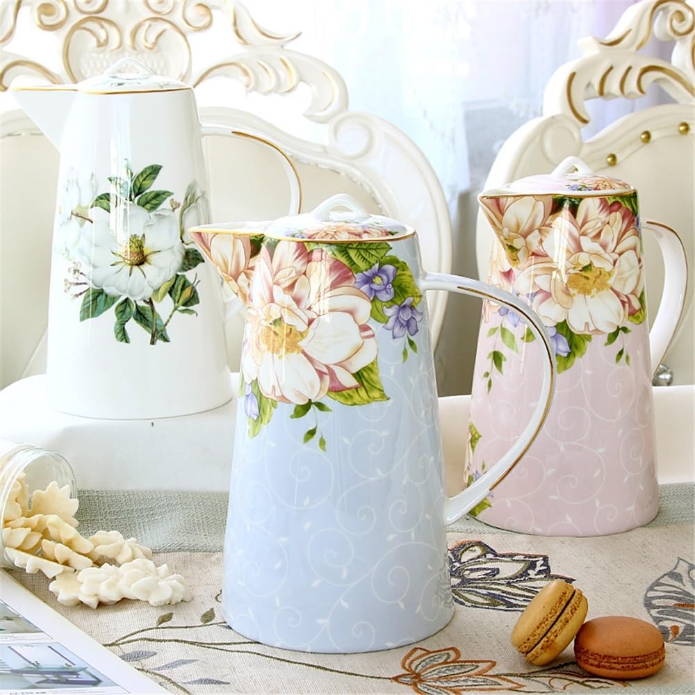 Dzbanek na wodę 1200 ml dzbanek na wodę z pokrywką i uchwytem porcelana kostna czajnik do herbaty vintage dzbanek na wodę kuchnia zimne lub gorące napoje dzbanek na sok do kawy dzbanek do