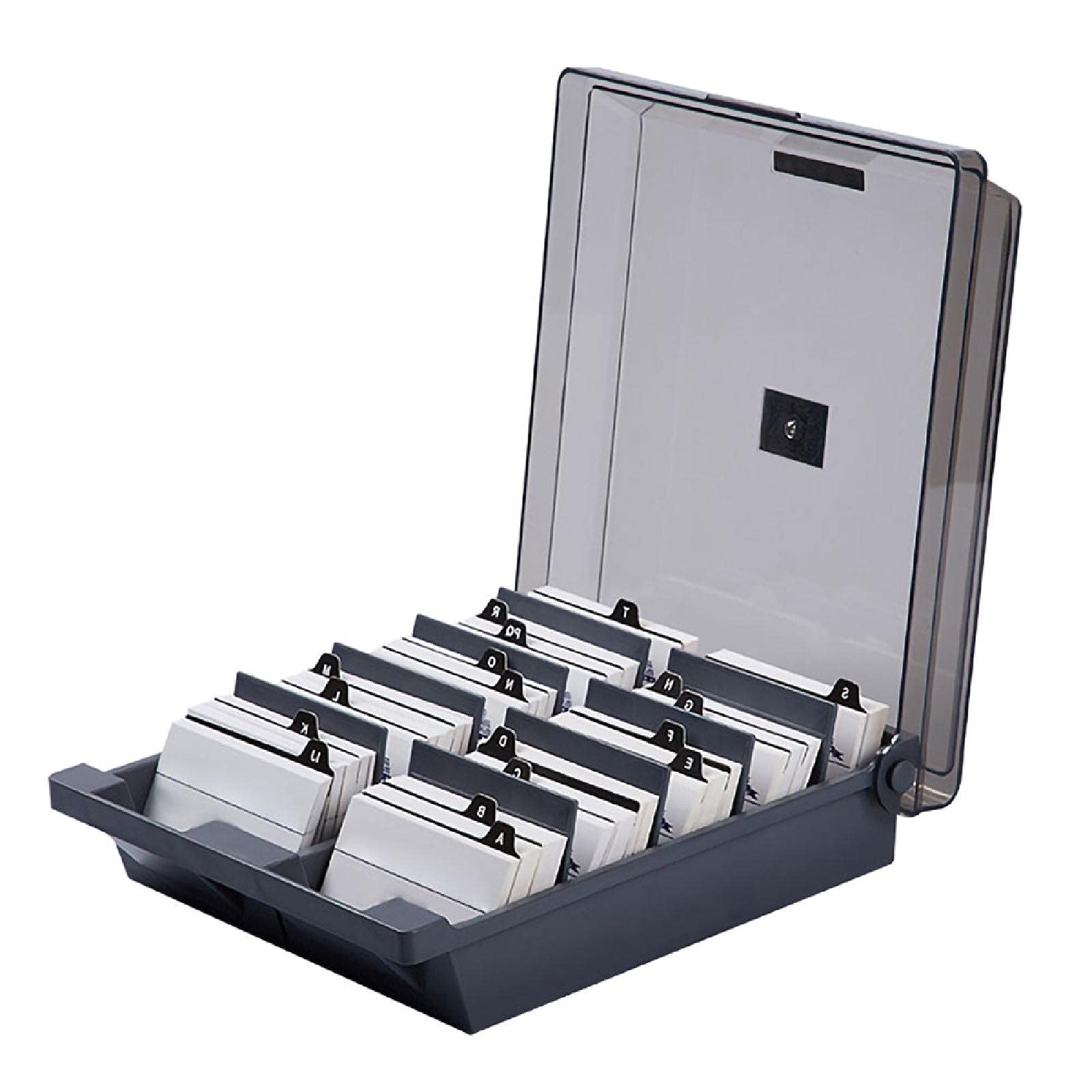 Scrivania Bussiness Name Card Organizer Index Record Holder Box con divisori e schede indice di classificazione dell'alfabeto A-Z (schede di nome non incluse).