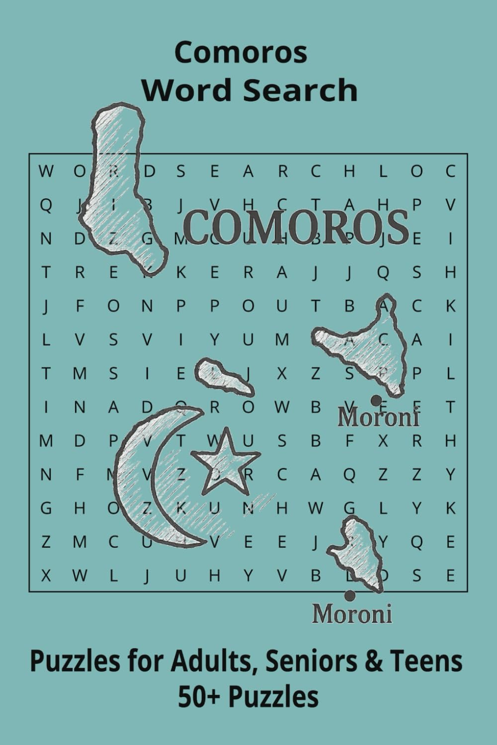Country Comoros Word Searches: Puzzle Book 6x9”, 111 pages, 50+ Puzzles,… Gift for ;Travellers, Study, during Vacation, Holiday or Time to Relax