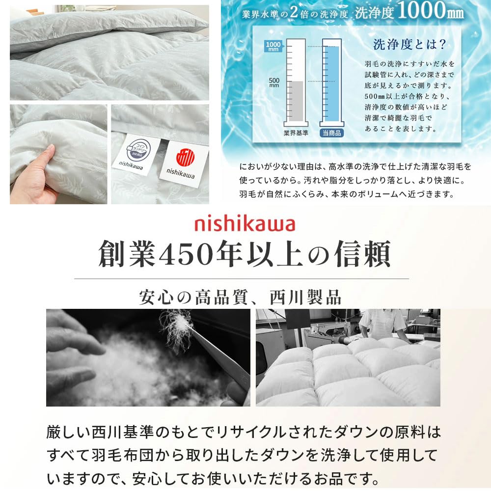 Amazon｜西川 羽毛布団 シングル 冬 日本製 洗える 【 ecoダウン 洗浄