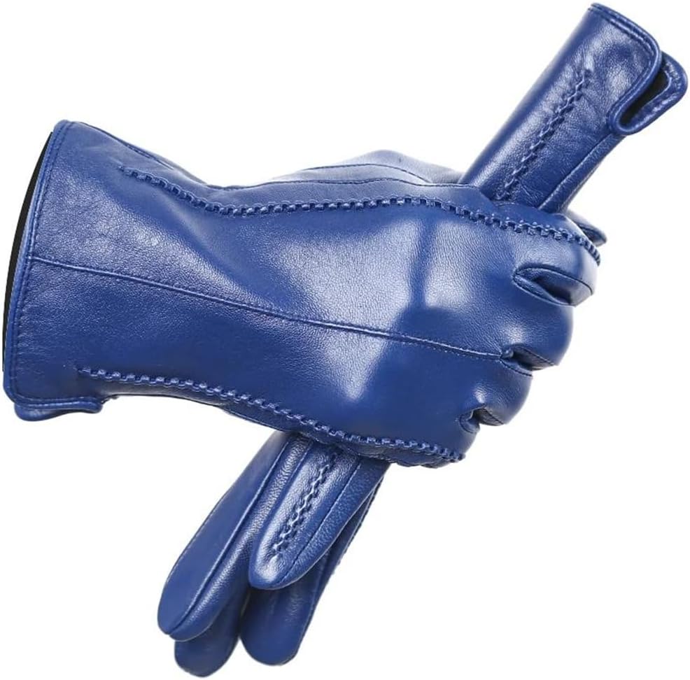 レディースタッチスクリーンレザーグローブ本革テキストメッセージグローブフリース裏地付き暖かい手袋