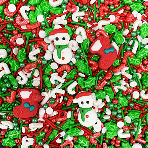 Christmas Stocking Tree Snowman Sprinkles Candy Sugar Sprinkle Red and