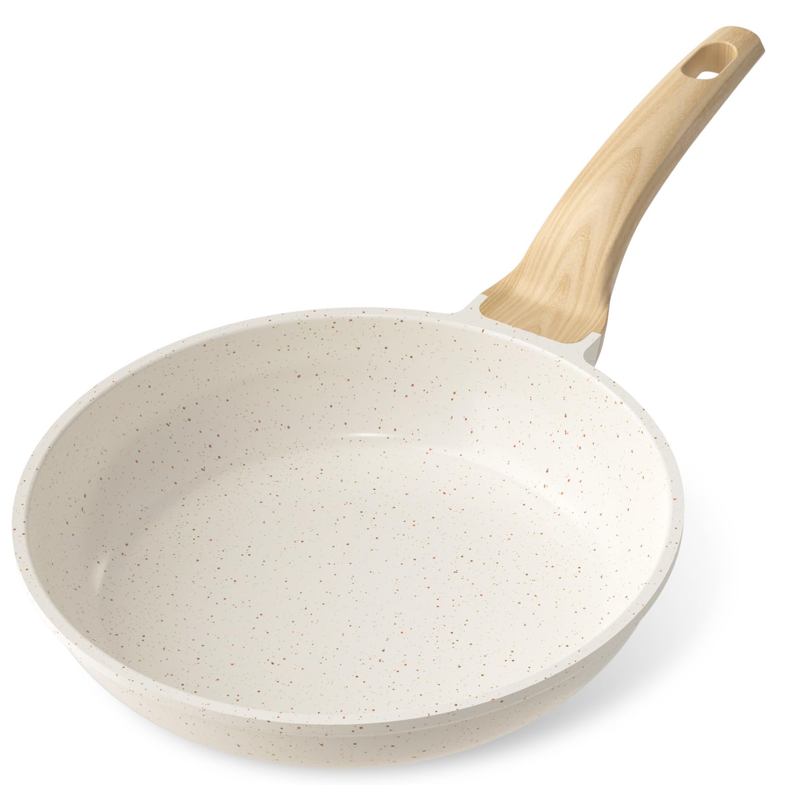 YASHE 28cm Nonstick Frying Pan, Granite Coating Skillet for Eggs, Pancakes and Bacon, Induction Compatible, Easy to Clean, PFOA-Free with Stay-Cool Handle,White