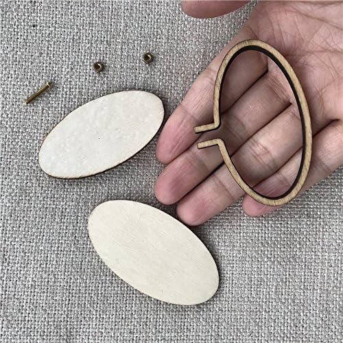 Tiny Round Wooden Embroidery Hoop Frame Kit Miniature Hoops Jewelry DIY Mini Oval Hoop Necklace Brooch Hoop Succulents Pendant Gift (Set of 12) image 5