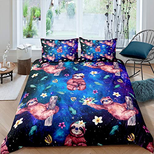Housse de couette paresseux galaxie en grand format super king pour lit enfant doux