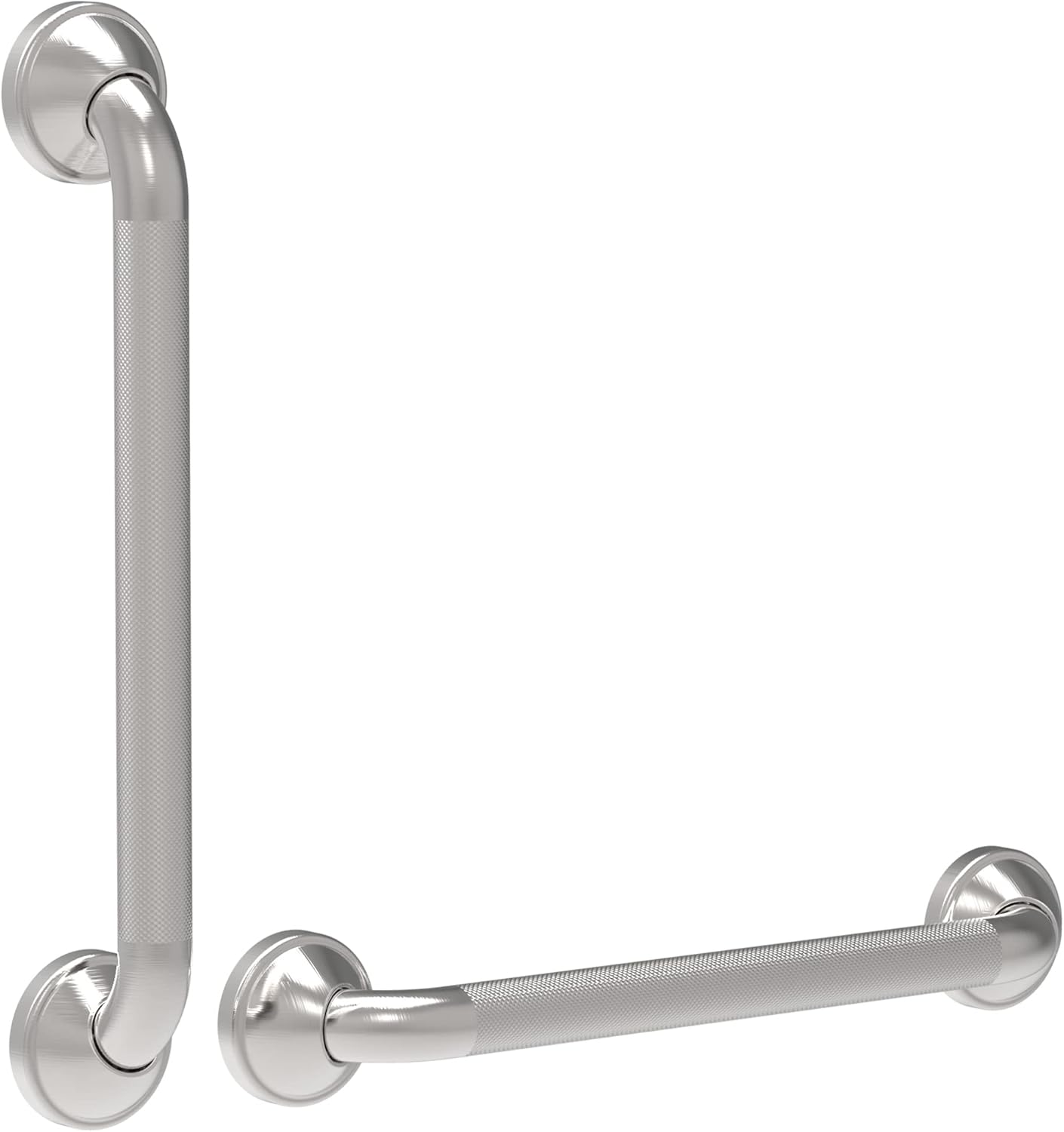 AquaChase 16in Bath Safety Knurled Grab Bar, ADA Compliant, Heavy Duty 500lbs Support, Bathroom Mobility Aid for Seniors and Disabled, Rustproof Stainless Steel Brushed Nickel, Pack of 2 : Health & Household