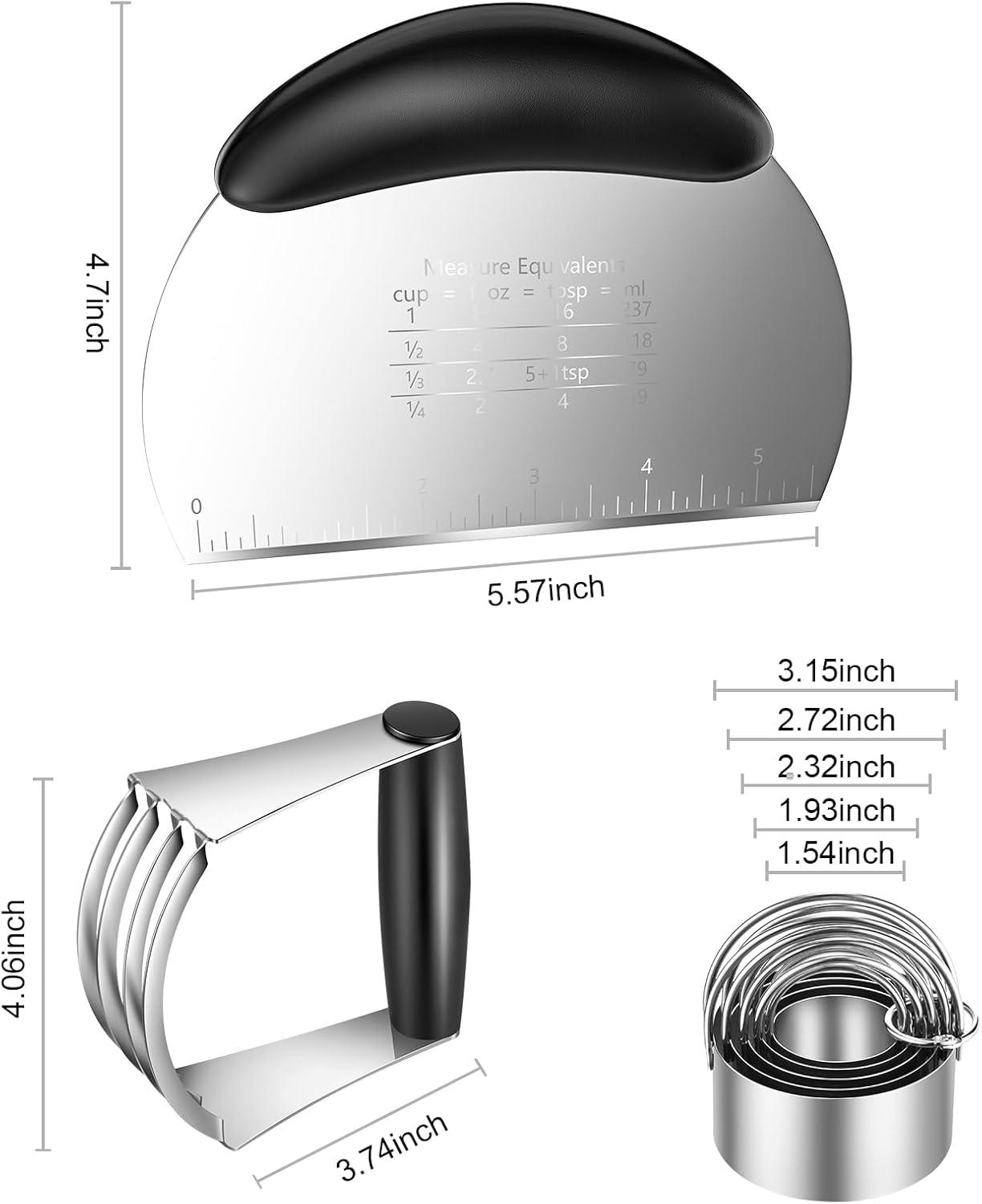 Pastry Cutter Biscuit Cutter Dough Cutters, Stainless Steel Butter Pastry Cutter Tool, Pastry Blender Baking Dough Tools, Round Biscuit Cutters, Sturdy & Long-Lasting, Gift Package (3 Pcs/Set) - Image 5