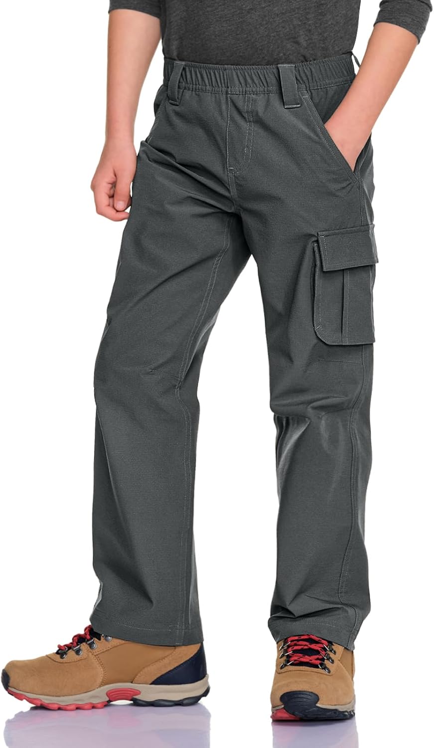 CQR Kids Youth Hiking Cargo Pants, UPF50+ Quick Dry Outdoor Camping Pants
