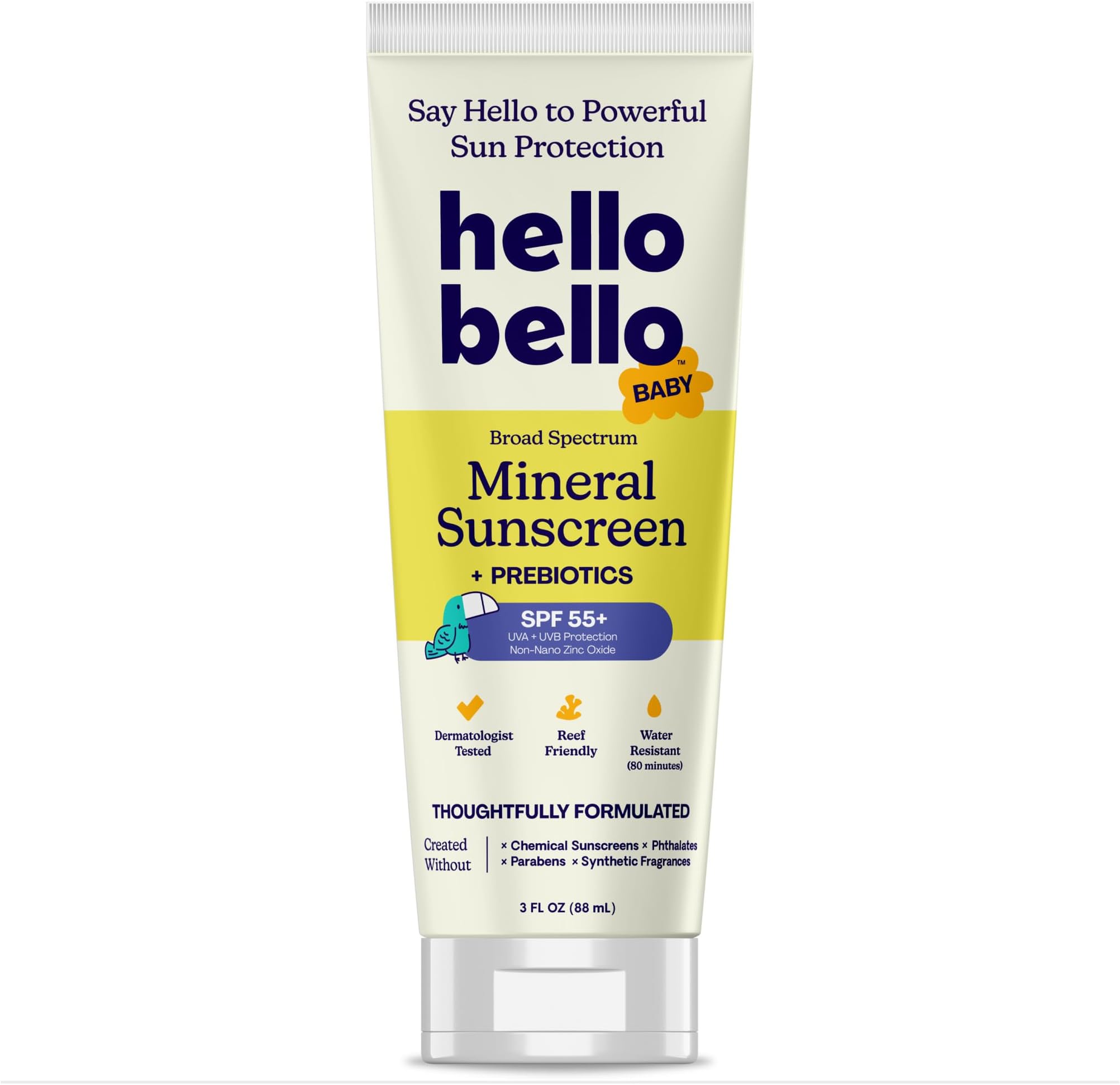 Sunscreen Mineral Lotion with Zinc Oxide - 55 SPF Broad Spectrum UVA/UVB Protection - Water Resistant, Hypoallergenic, Dermatologist & Clinically Tested - 3 Fl Oz (Pack of 1)