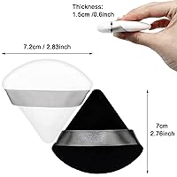 Vista 3 de 12 esponjas de maquillaje cosméticas, 2.76 pulgadas, portátil, suave, esponja, ajuste facial, terciopelo triangular con asa de cinta para polvo