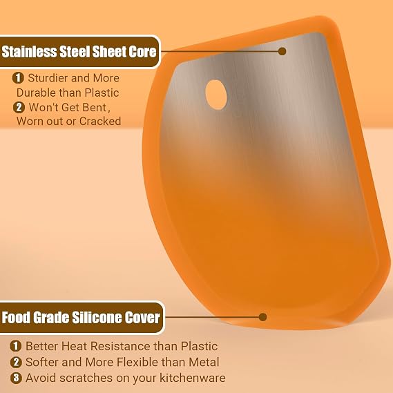 Silicone Dough Scraper with Metal Core Flexible Bowl Scraper Bread Baking