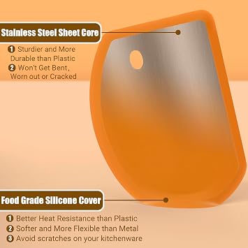 Silicone Dough Scraper with Metal Core Flexible Bowl Scraper Bread Baking