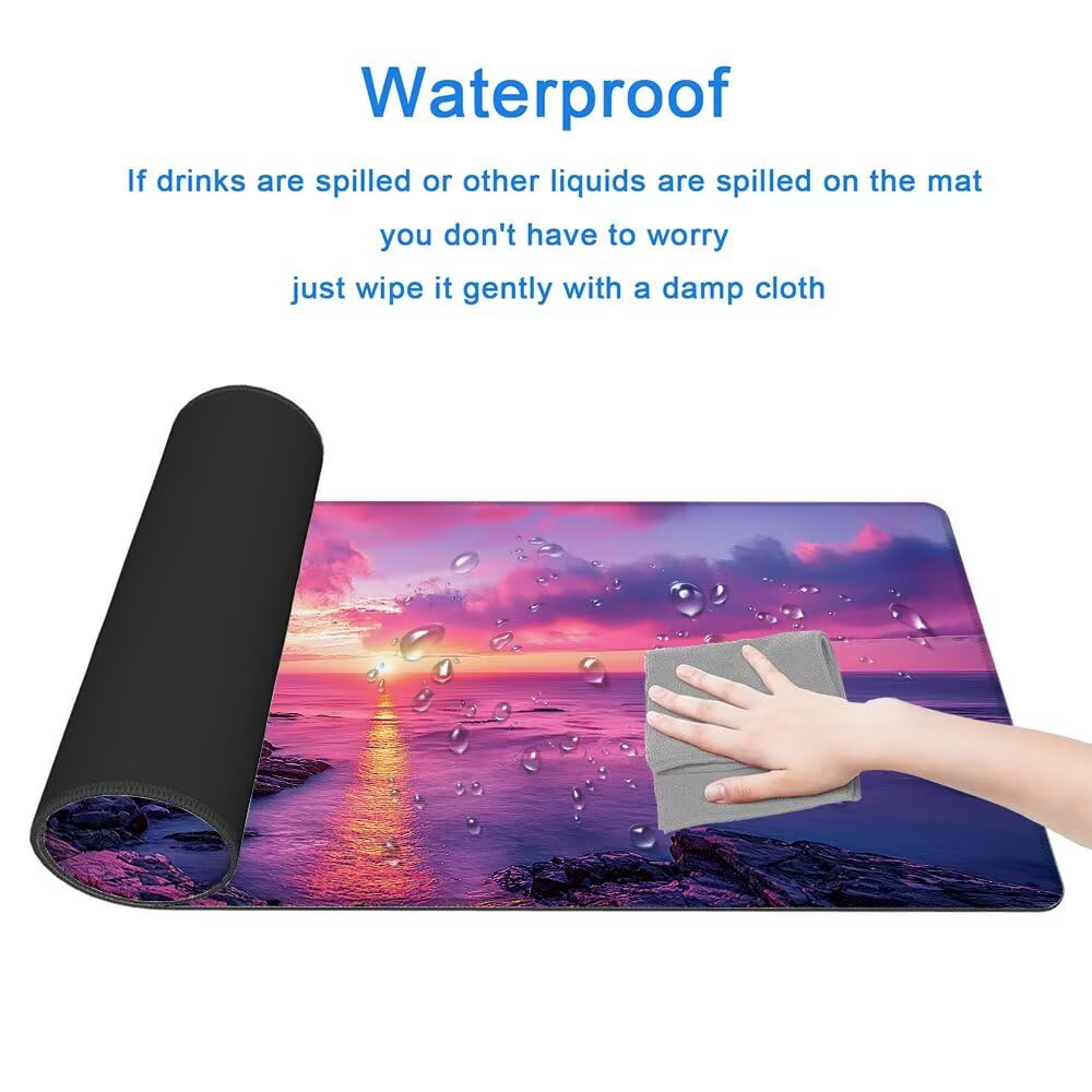 Podkładka pod mysz do gier, duża podkładka pod mysz XXL 1000 x 500 x 3 mm różowa pod biurko z naszytymi krawędziami, podkładka pod mysz do gier XXL, wodoodporny, antypoślizgowy reflektor do komputera