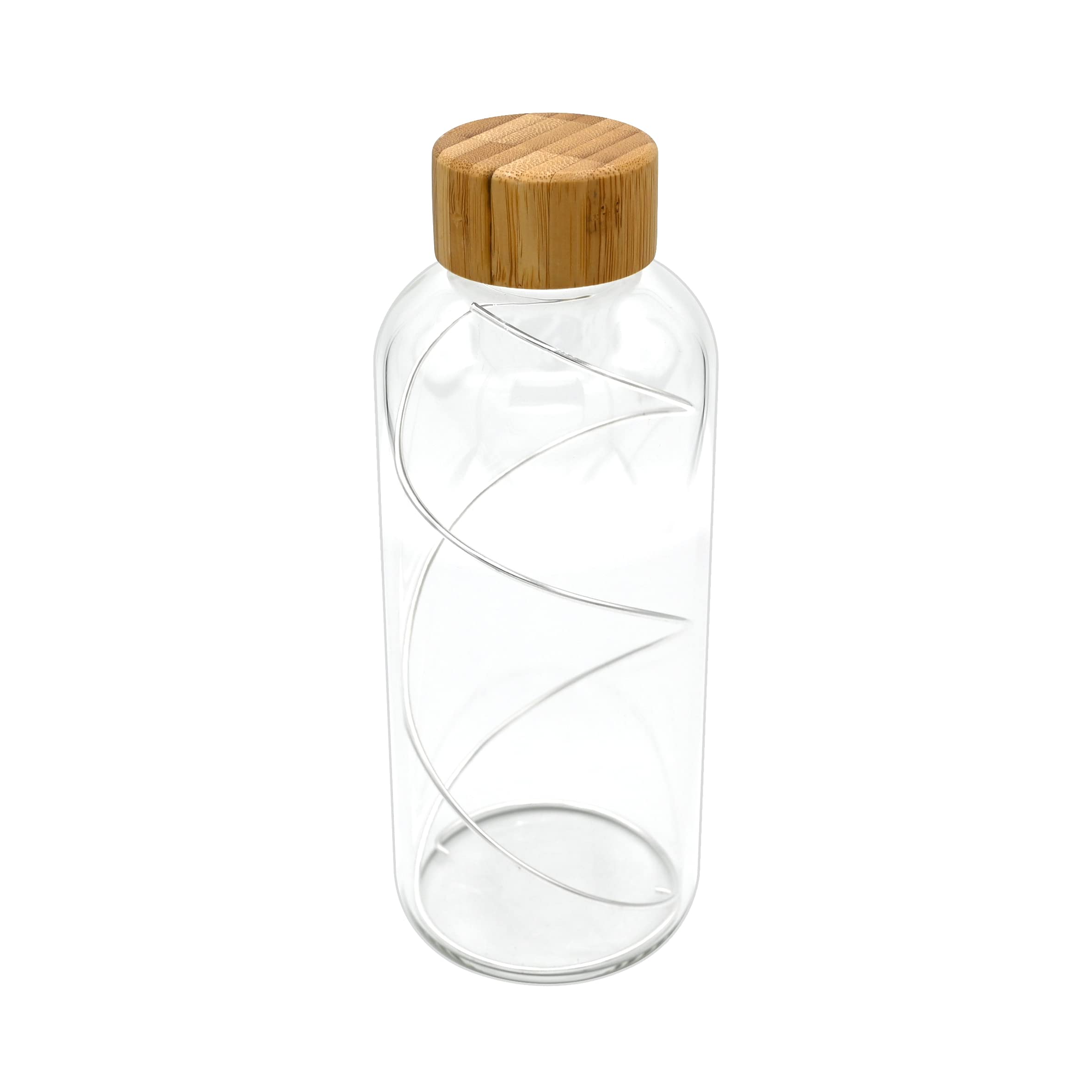 Bottiglia in vetro Borosilicato con spirale antibatterica argento e tappo (0,75lt, TAPPO LEGNO)