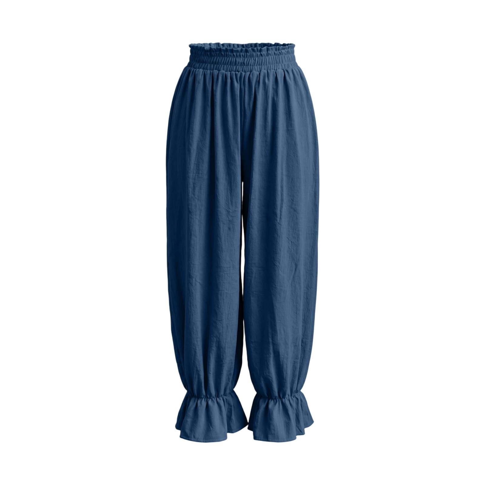 Pantalones de globo largos para mujer, con dobladillo de volantes, cintura alta, holgados, pantalones de palazzo de pierna ancha, para verano, playa, bohemios, holgados, cómodos, estilo Y2K