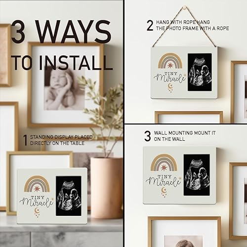 Miniatura 5 de Marco de fotos de arco iris, regalos de embarazo para madres primerizas, regalo de ultrasonido para anuncios de embarazo, regalos de nuevos padres,