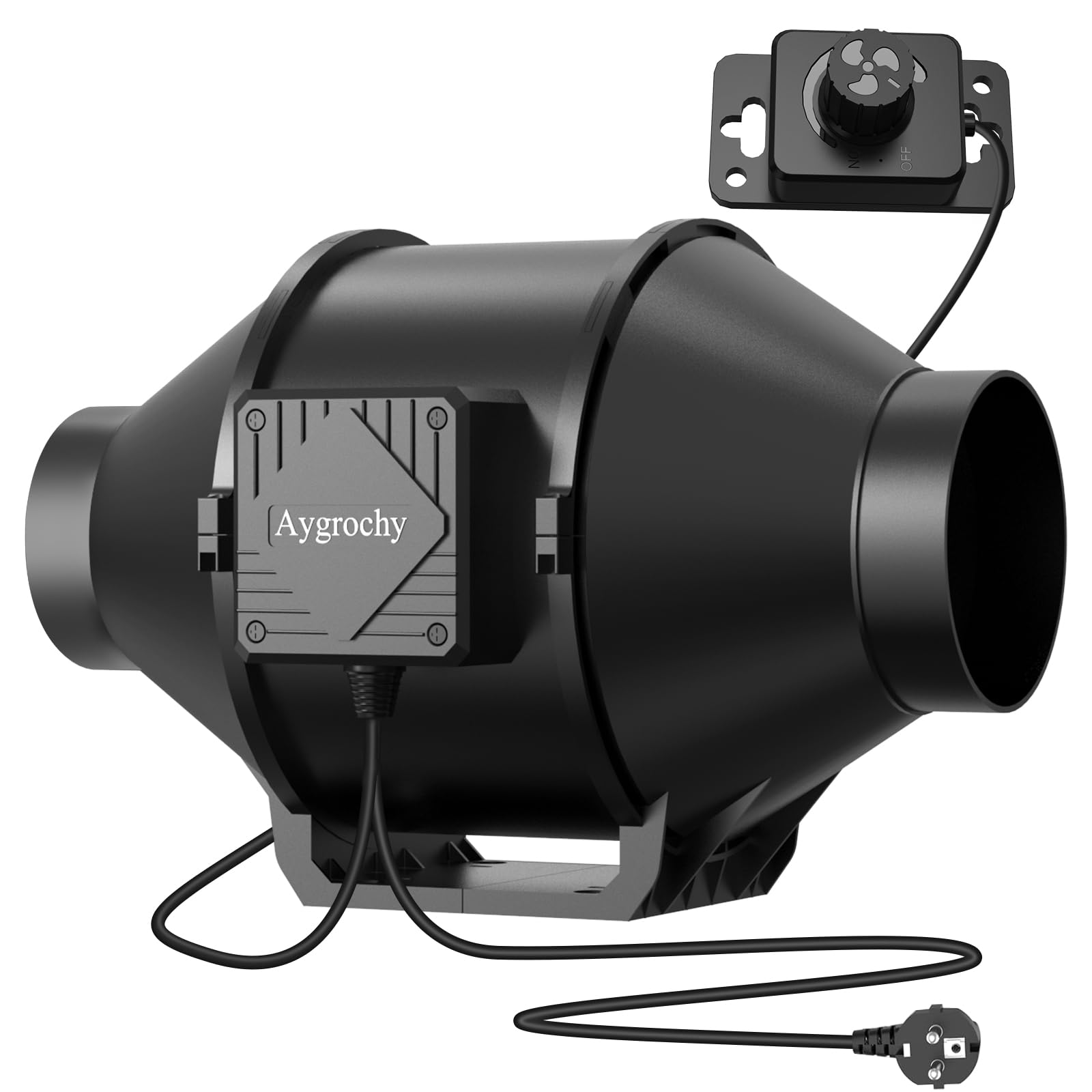 Aygrochy Ventilatore tubolare regolabile da 100 mm, motore EC trifase con regolatore di velocità per la ventilazione, adatto per tende di coltivazione, scatole di coltivazione, serre, idroponiche, ecc