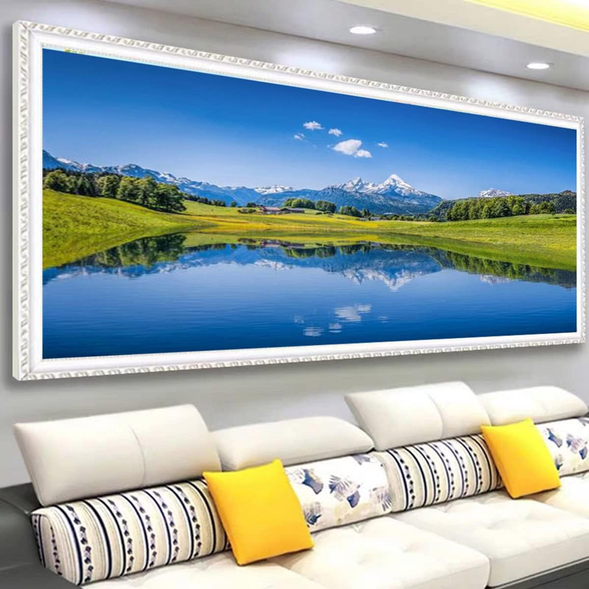 Instarry 5D Diamond Painting Full Drill Lake Scenery Mosaic Crystal Embroidery Living Room Wall Decor Arts and Crafts 39.4x15.7 inch