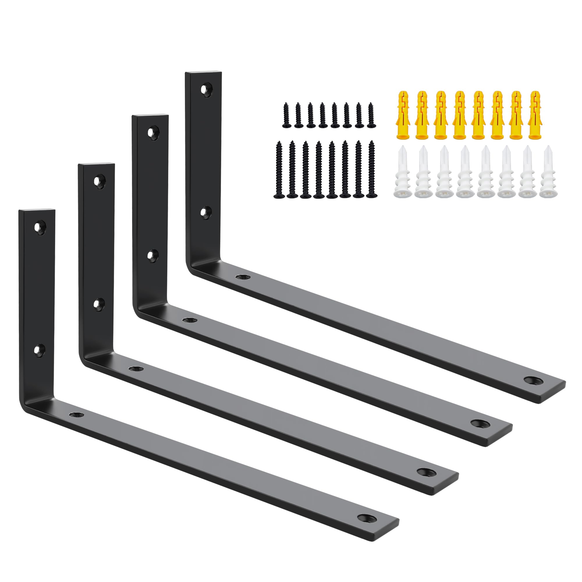 SAYAYO Black Shelf Brackets Heavy Duty 5MM Thick Metal Angle L Brackets for Shelves Wooden Shelf Bracket & Supports Wall Hanging Corner Brace