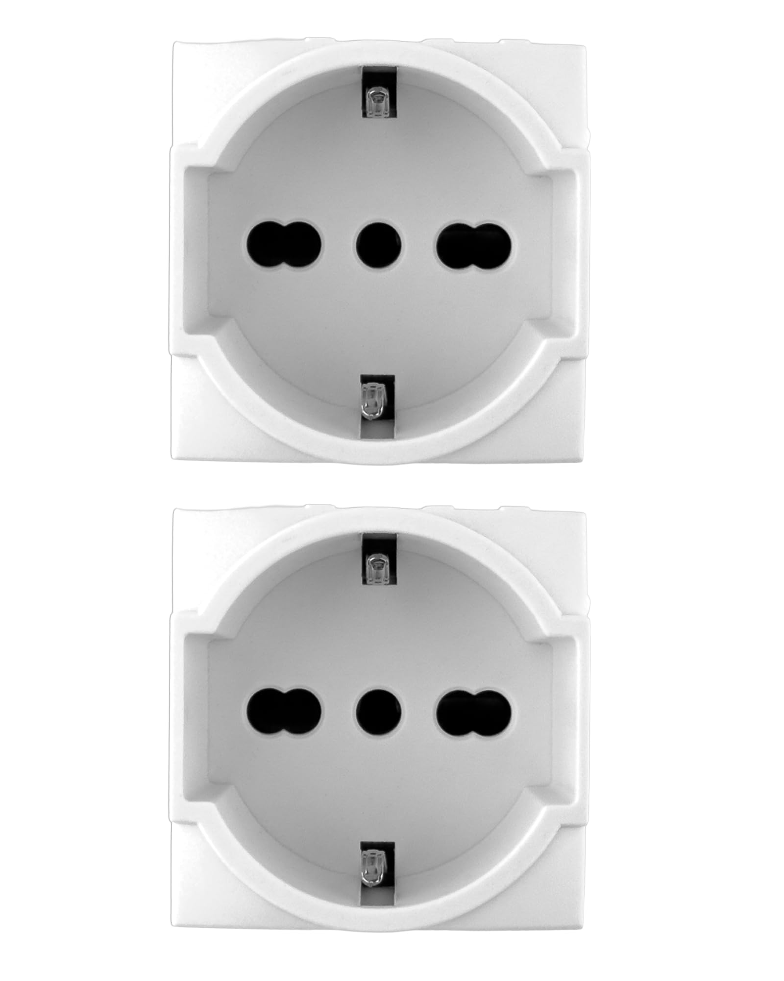 Bratek 2 Prese Schuko Compatibili Bticino Living Light e International 2P+T 10/16A - Presa Elettrica da Muro Tedesca + Bipasso Italiana Bianco per Supporti B Ticino Livinglight e Living International
