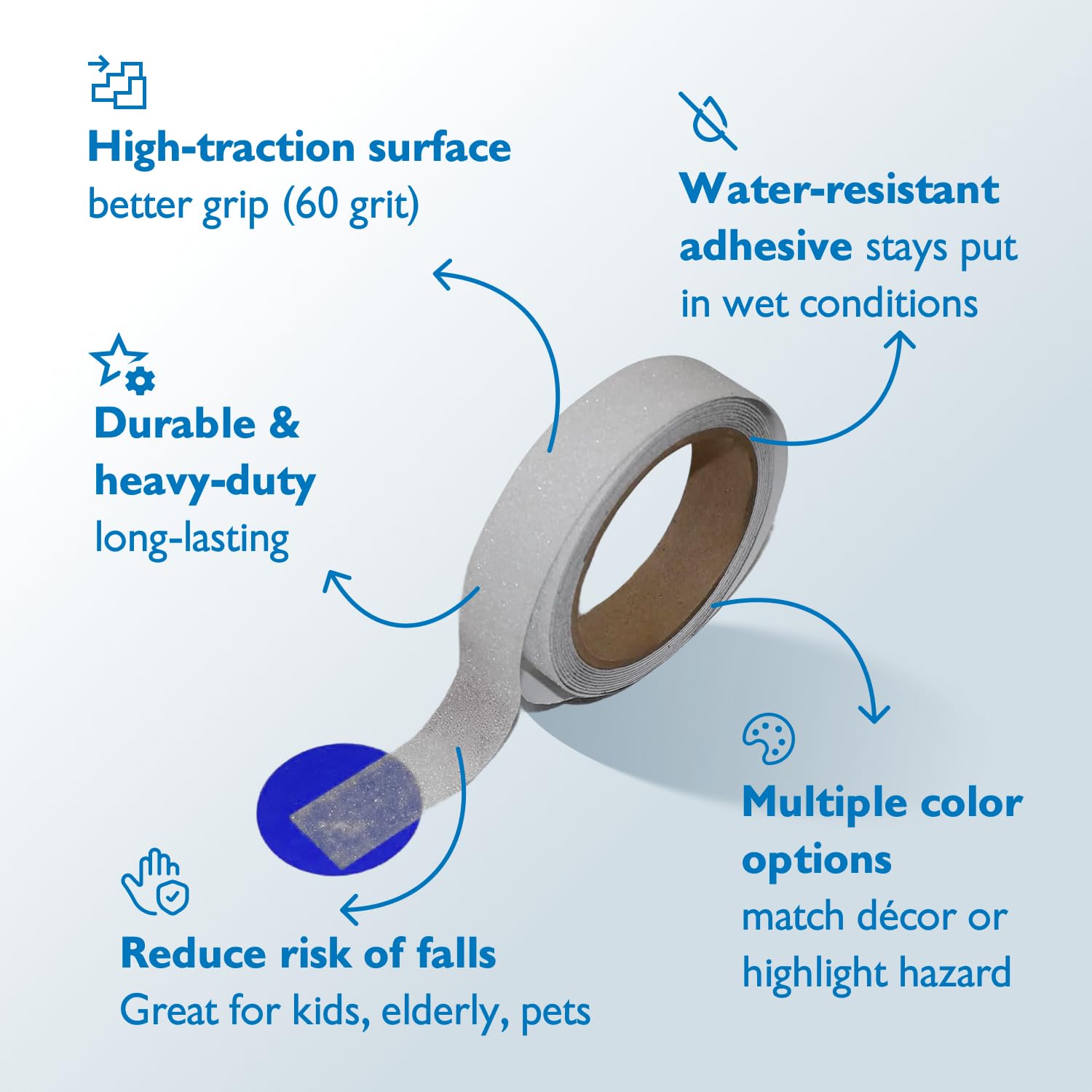 FindTape AST-35 Cinta antideslizante premium [colores, grano 60]: 12 in. x 10 ft. (Semitransparente/translúcido)