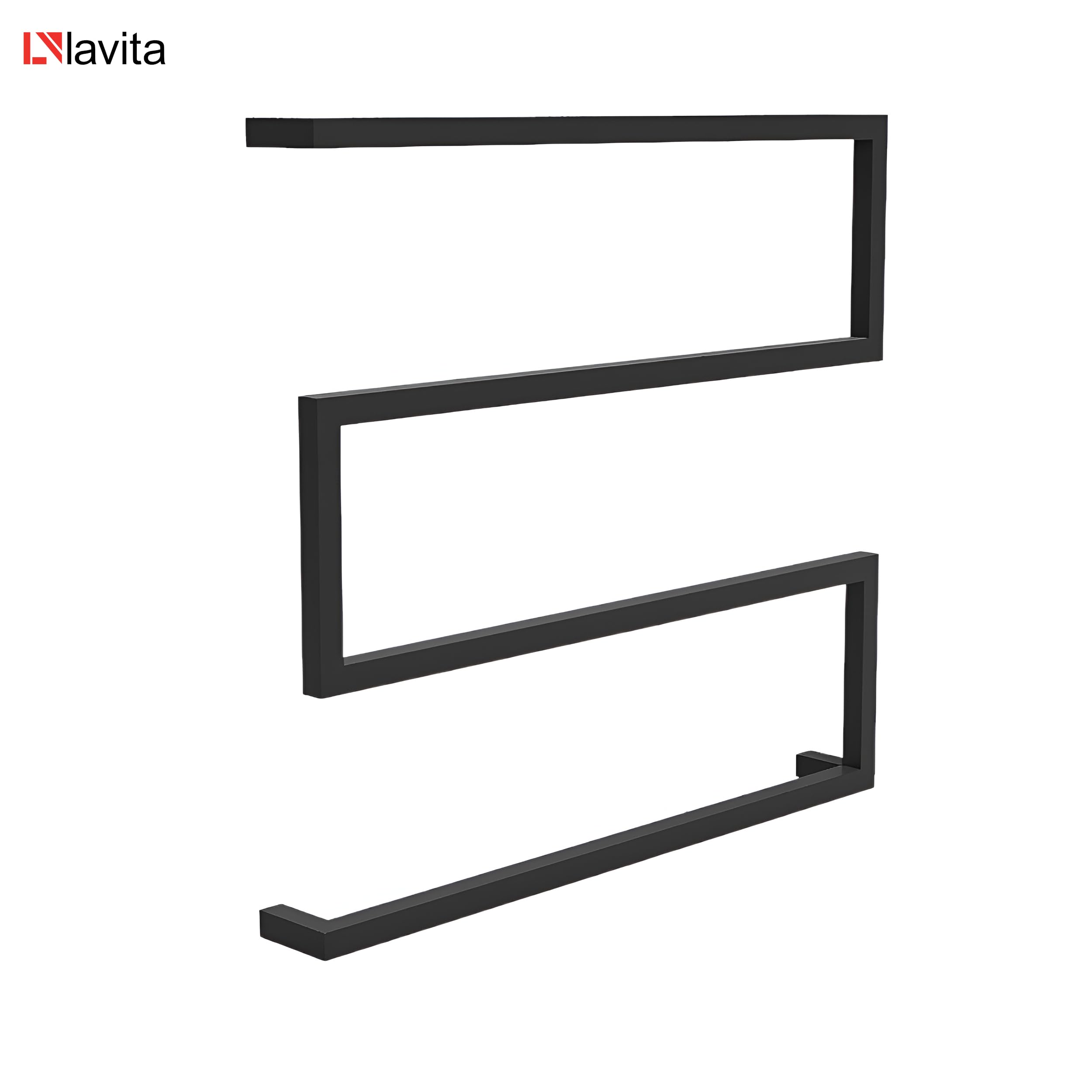 LAVITA TRYNIDAD 600 Porte-serviettes Noir mat Design simple Acier au carbone revêtu par pulvérisation Peu encombrant Idéal pour la décoration de petite salle de bain 600 x 70 x 560 mm