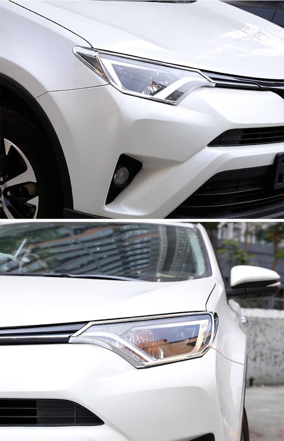 Kadore for 2016 2017 2018 Toyota RAV4 Chrome Front Headlight Lamps Cover Trim Bezels 2PCS/Set