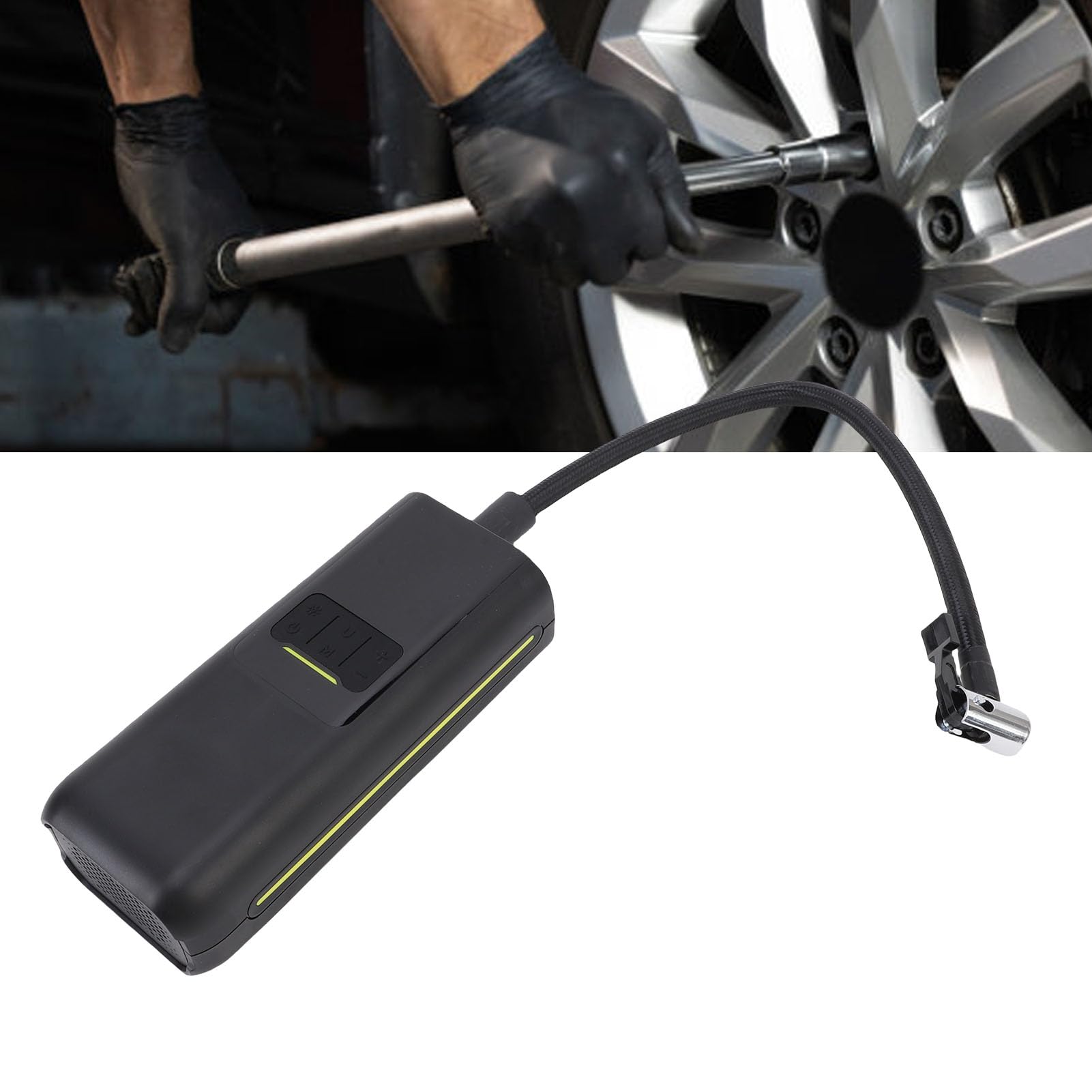 Compressore d'aria portatile per gonfiare pneumatici, pompa elettrica senza fili 3-150 PSI per auto, moto, bicicletta con spegnimento automatico e display digitale