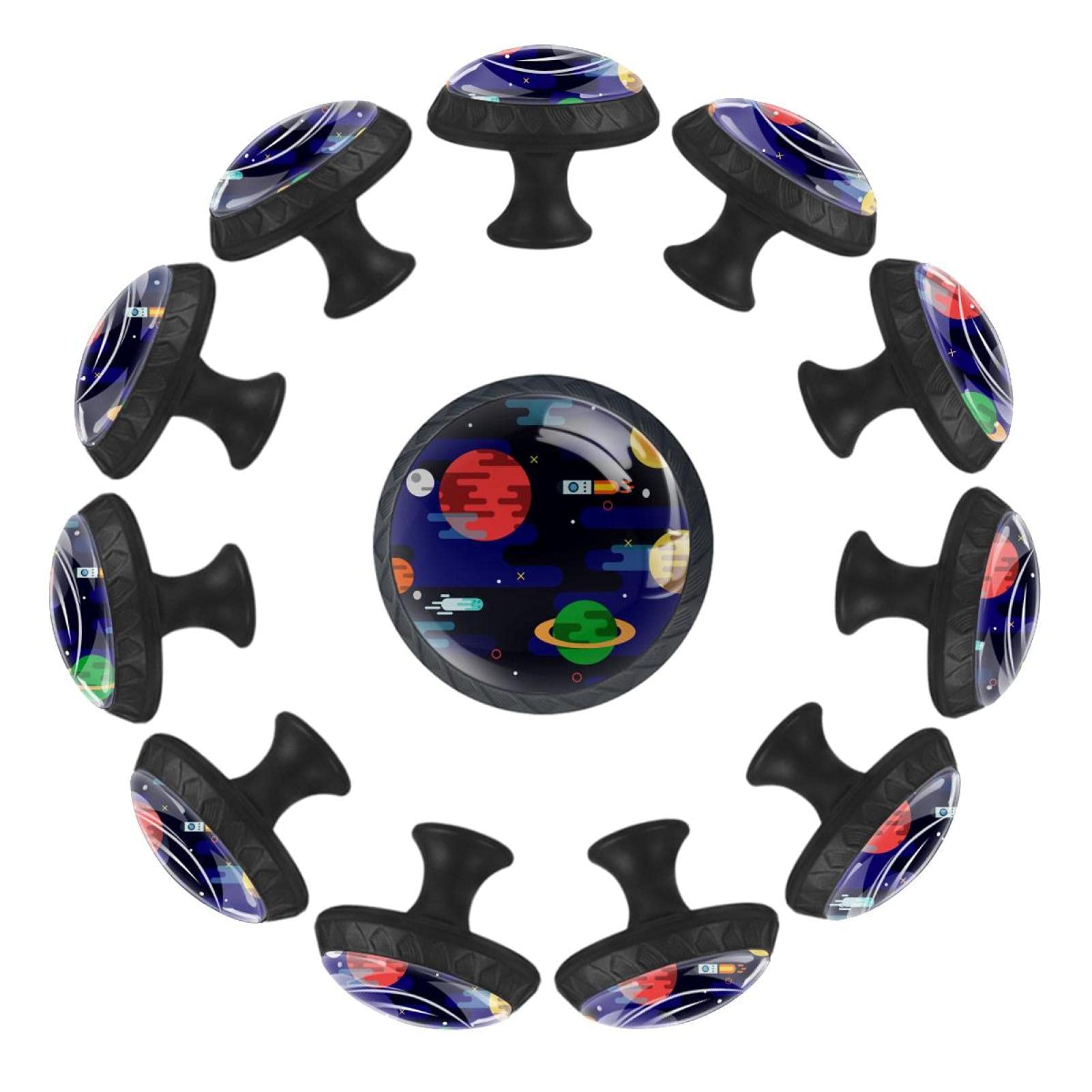 Poignées de meuble fusée lot de 12 boutons de tiroir galaxie pour chambre