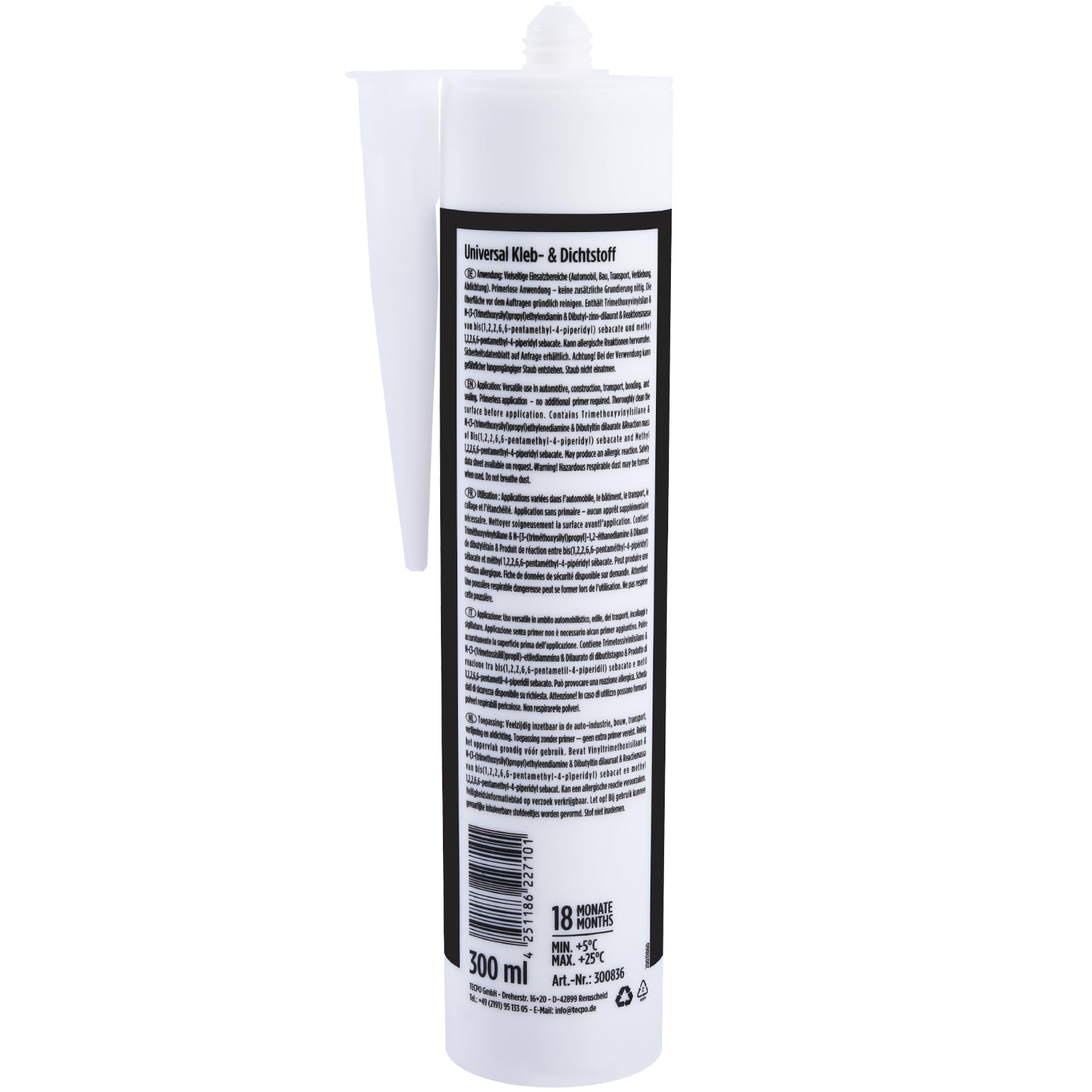 TECPO Universal Kleb- und Dichtstoff MS-Polymer 24x 480g weiß Flex Seal 522 elastisch, silikonfrei, lösemittelfrei, Auto Wohnmobil Bau Industrie Innen und Außen