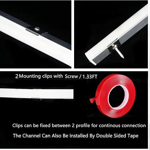 Miniatura 6 de Paquete de 6 tiras LED en forma de V de 16 pulgadas, canal negro para esquina con difusor anti UV, fácil instalación, iluminación superior