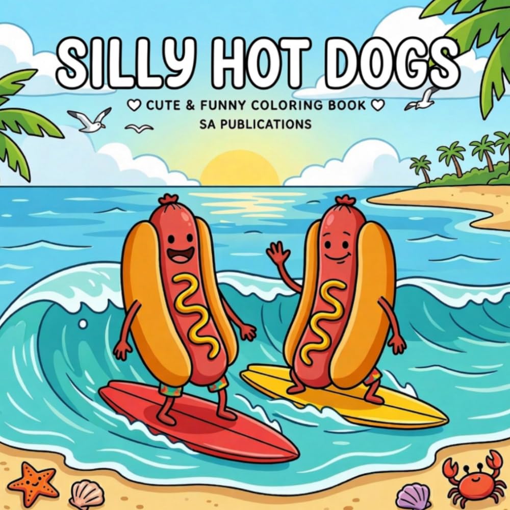 Silly Hot Dogs: Cute & Funny Coloring Book