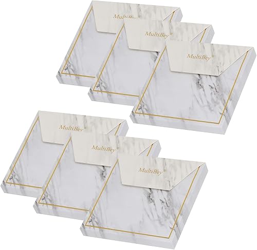 Nota adhesiva con borde dorado y mármol, bloc de notas autoadhesivas fuertes, para lista de tareas, cubo, recordatorio, mensaje (6 blocs, 600 hojas)