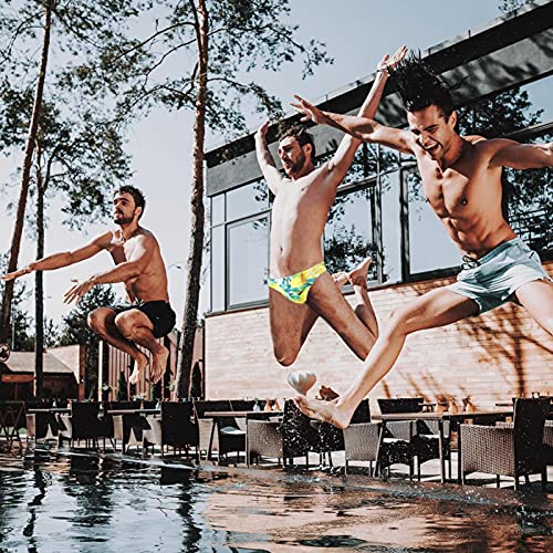 Lorvies Men's Plant Fruit Yellow Lemon Pattern Swimsuit Brief Bikini Swimwear Sexy Swimsuit Swimming Short Quick Dry #TOP3