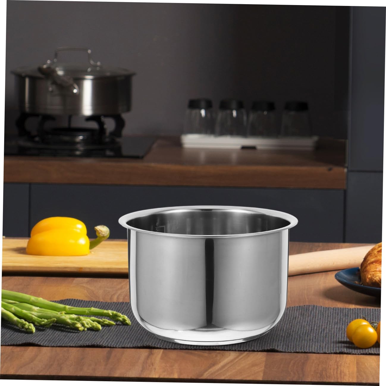 Olla Interior de Acero Inoxidable 3l Diseño Multipropósito y Escala para Olla de Repuesto en Cocina Hogar y Accesorios para Cocedora de Arroz